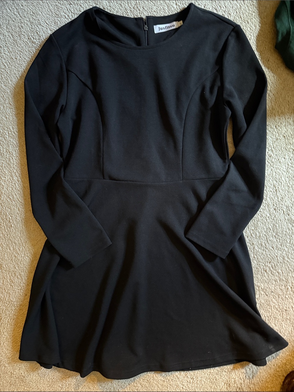 JustFab Black Long-Sleeve Fit & Flare Dress